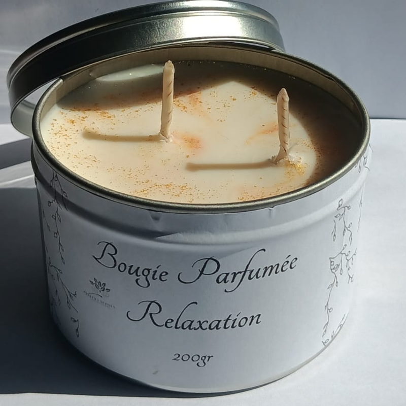 Bougie parfumée Relaxation-Cire végétale de soja-Parfum apaisant-Ambiance zen-Cadeau bien-être-Fait main-Notes florales et fraîches-Sérénité à la maison