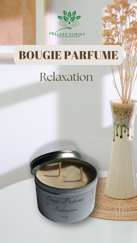 Bougie parfumée Relaxation-Cire végétale de soja-Parfum apaisant-Ambiance zen-Cadeau bien-être-Fait main-Notes florales et fraîches-Sérénité à la maison